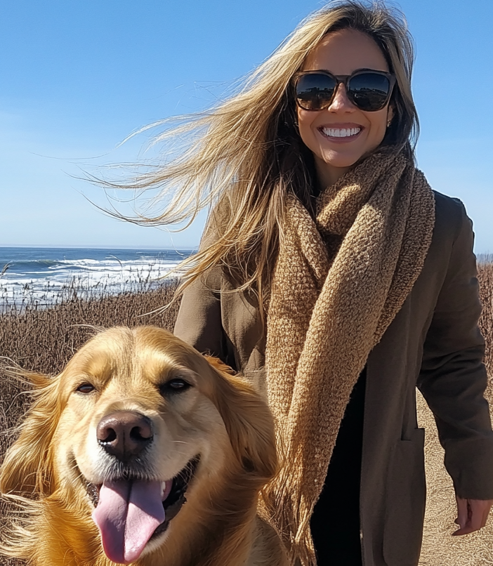 Perro Golden Retriever con gorrito beige