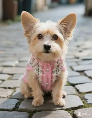 perrita con chaleco detweed estilo chanel